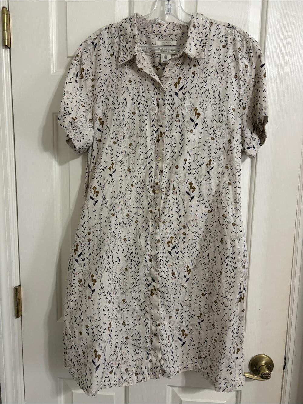 Rachel Zoe 100% Linen Floral Button Up Floral Shirt Dress